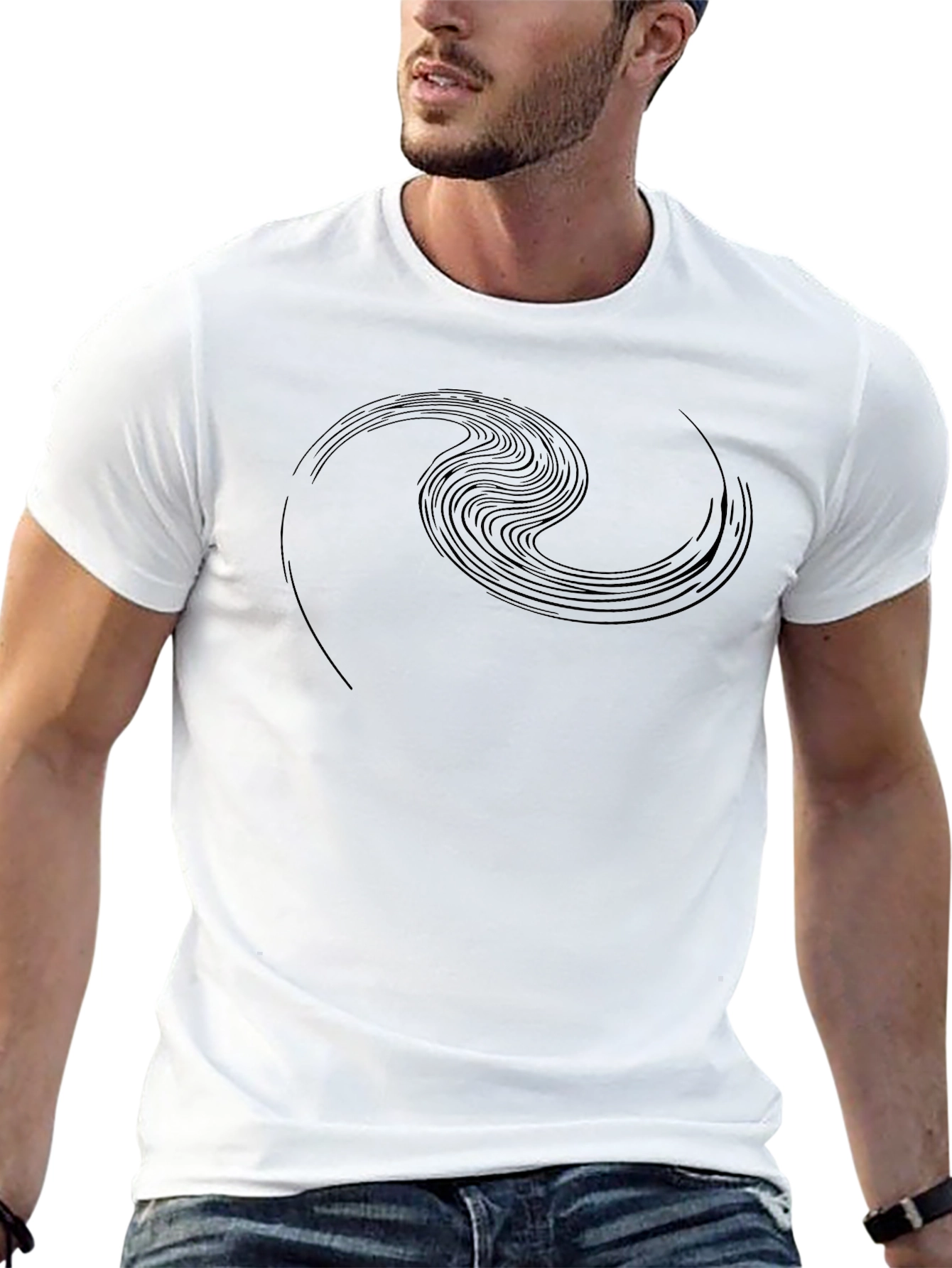 Abstract Wave Graphic Black T-Shirt