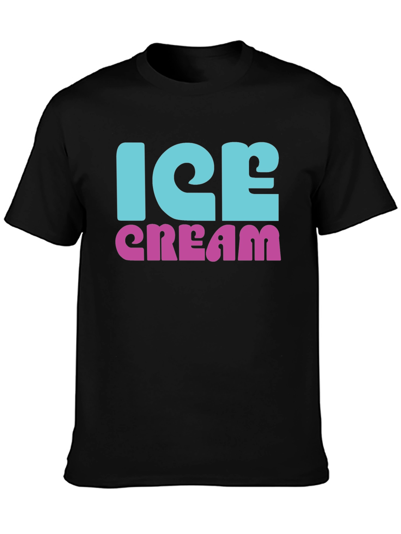 Ice Cream Graphic Print Black T-Shirt