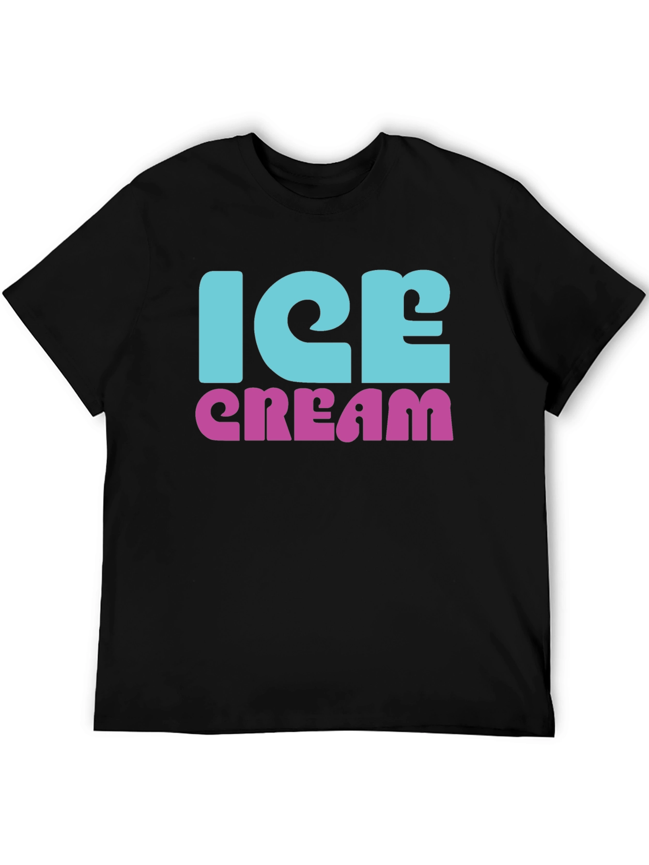 Ice Cream Graphic Print Black T-Shirt