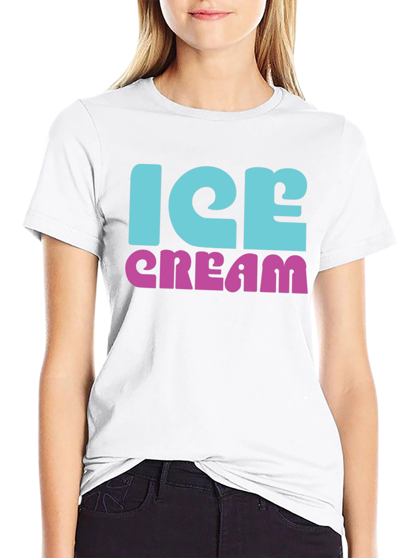 Ice Cream Graphic Print Black T-Shirt