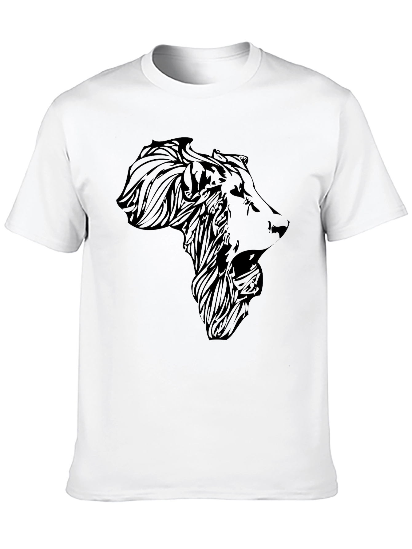 Lion Africa Map T-Shirt - Mens Black Graphic Tee
