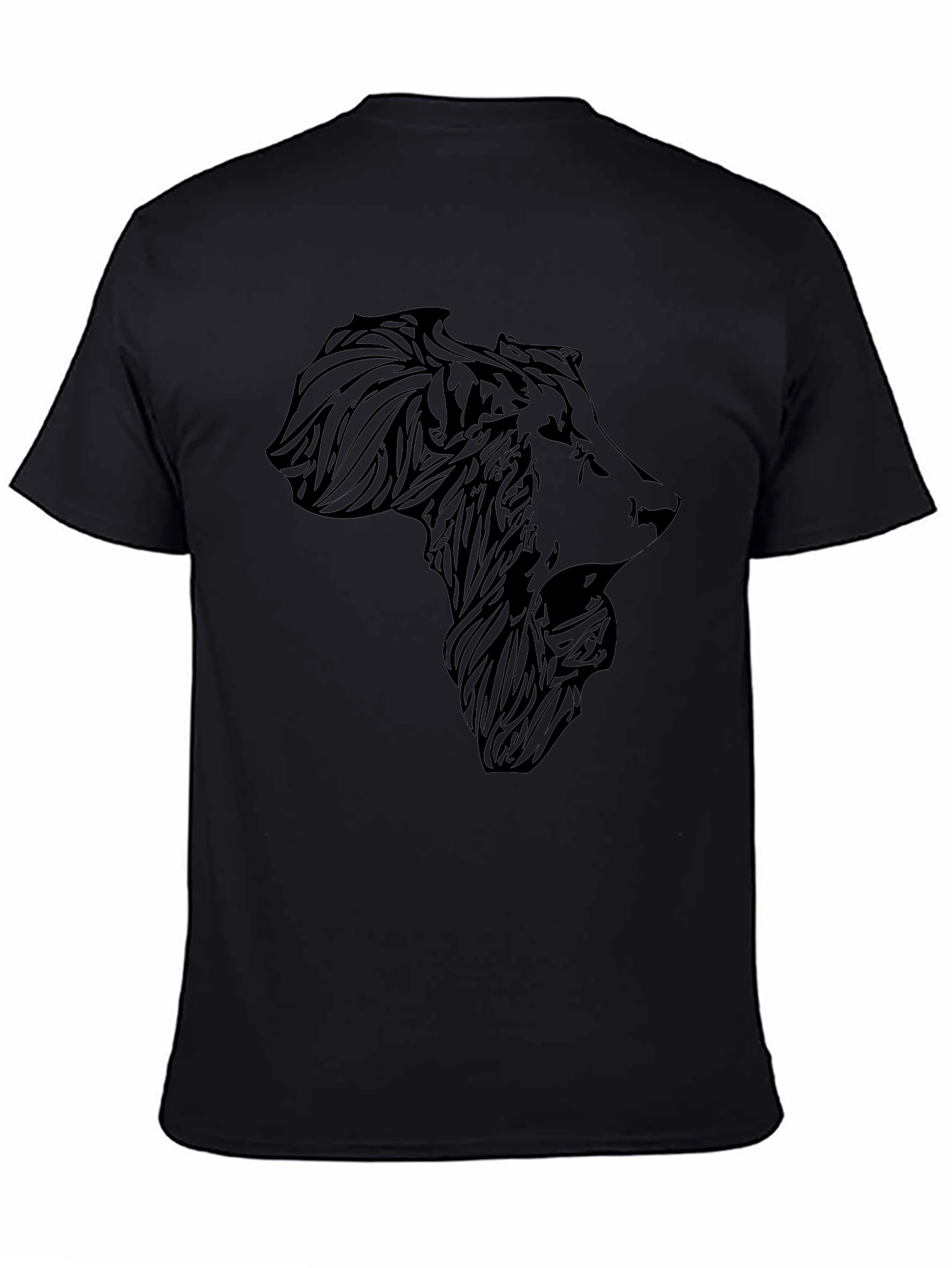 Lion Africa Map T-Shirt - Mens Black Graphic Tee