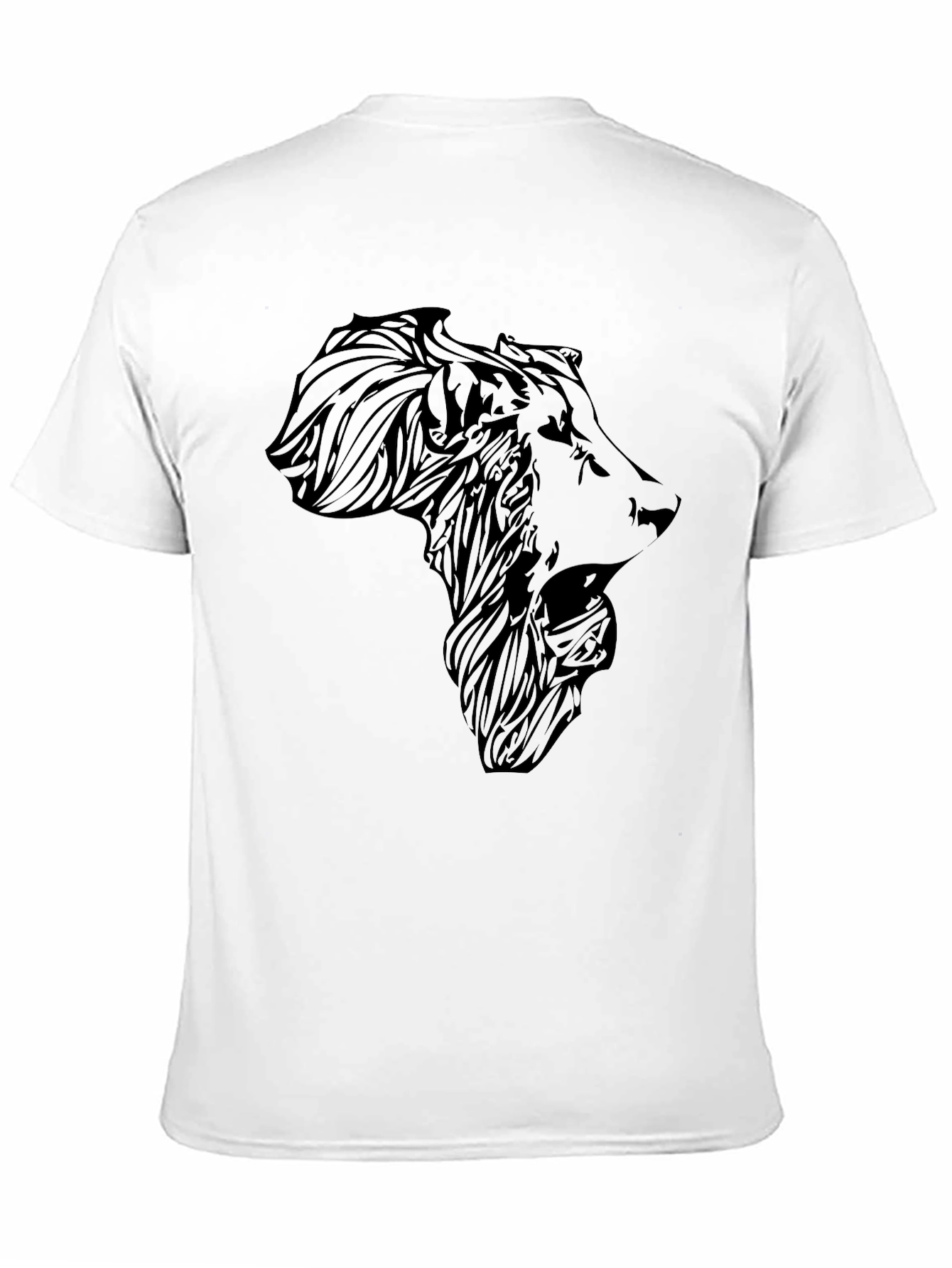 Lion Africa Map T-Shirt - Mens Black Graphic Tee