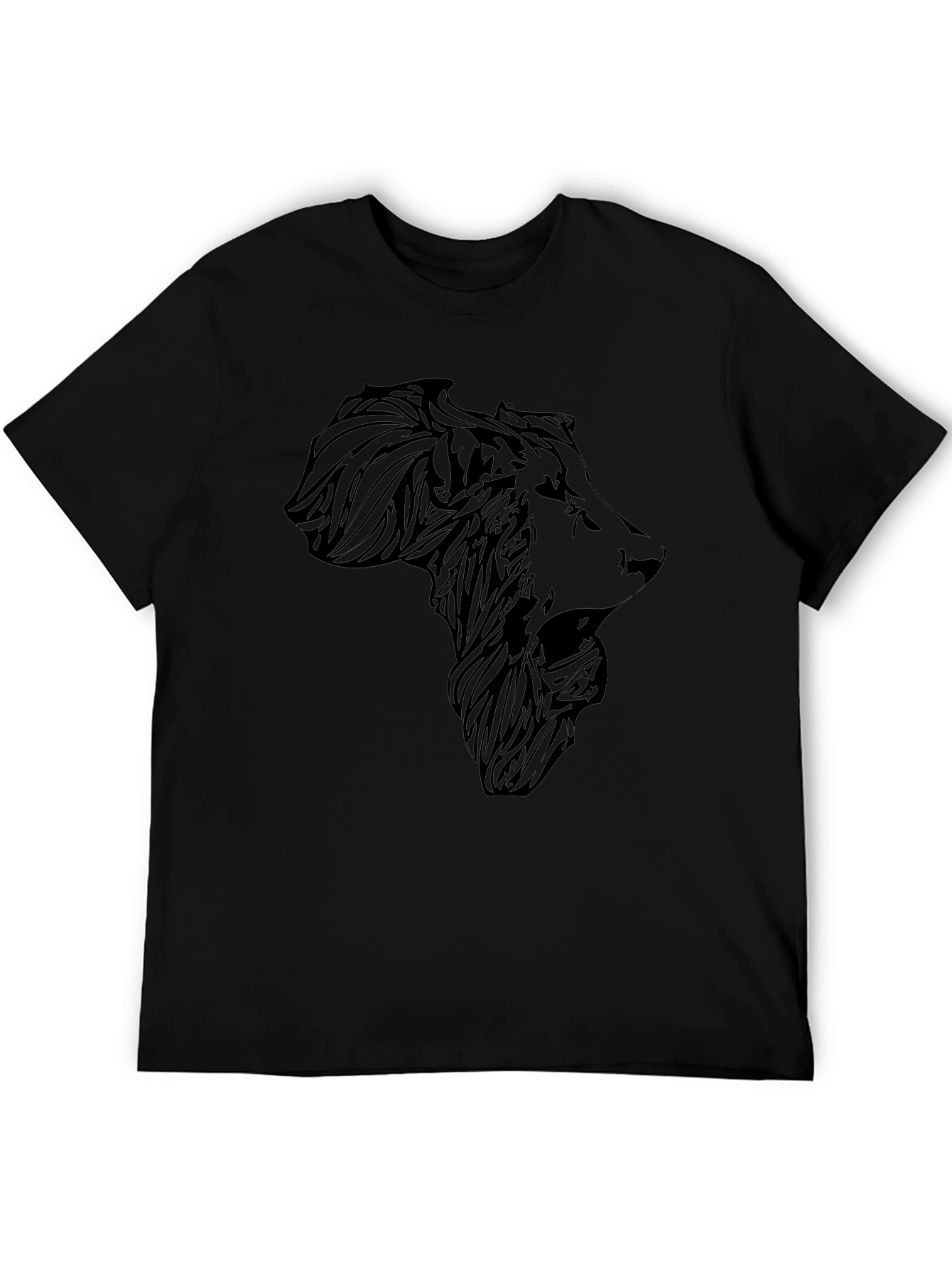Lion Africa Map T-Shirt - Mens Black Graphic Tee