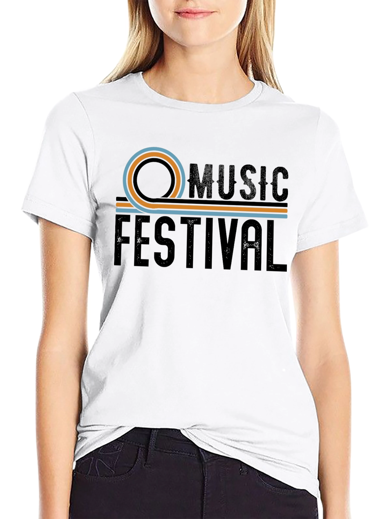 Music Festival Retro Graphic Black Tee