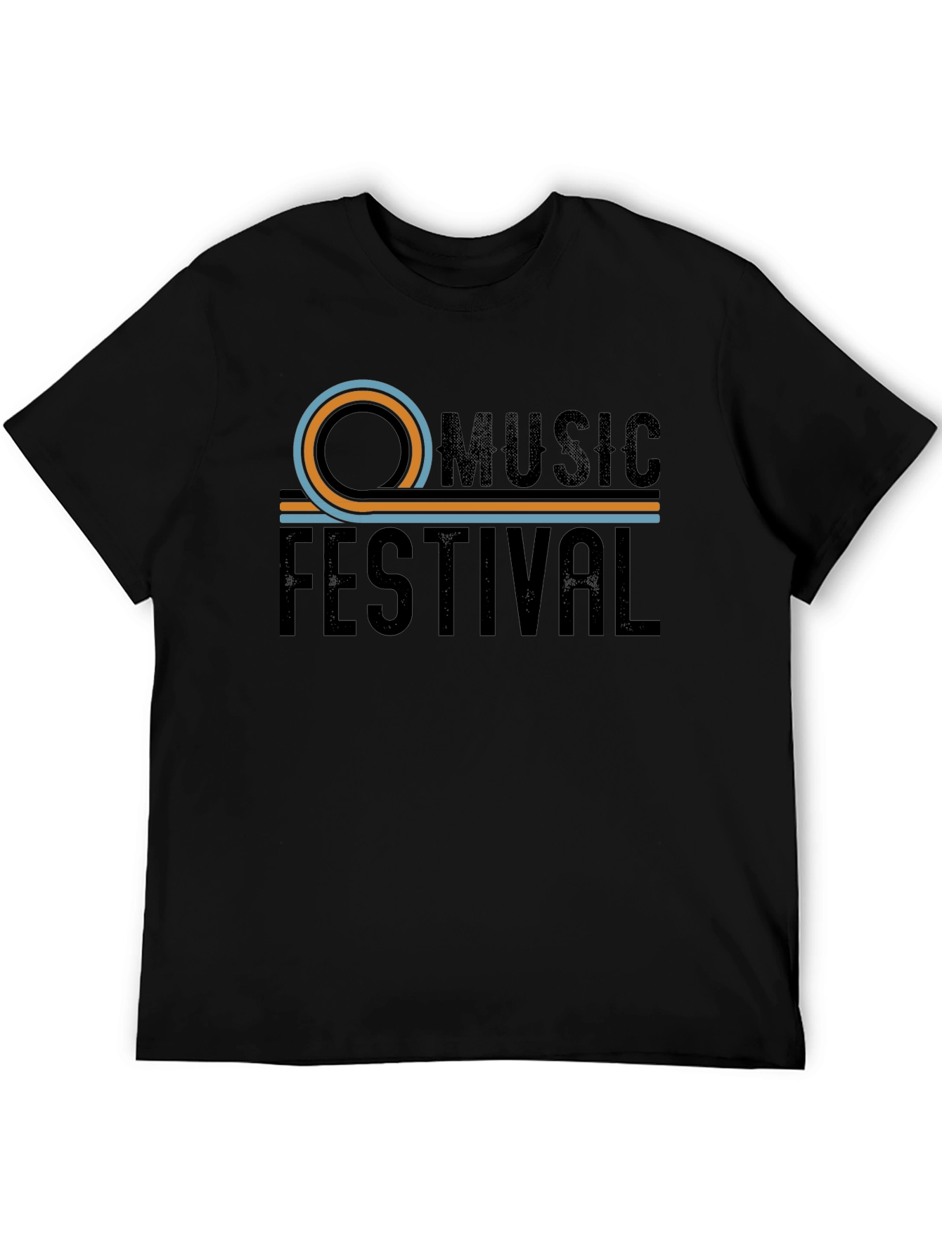 Music Festival Retro Graphic Black Tee