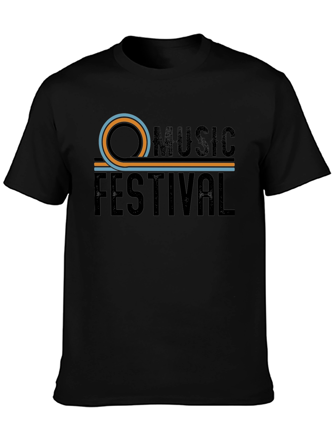 Music Festival Retro Graphic Black Tee