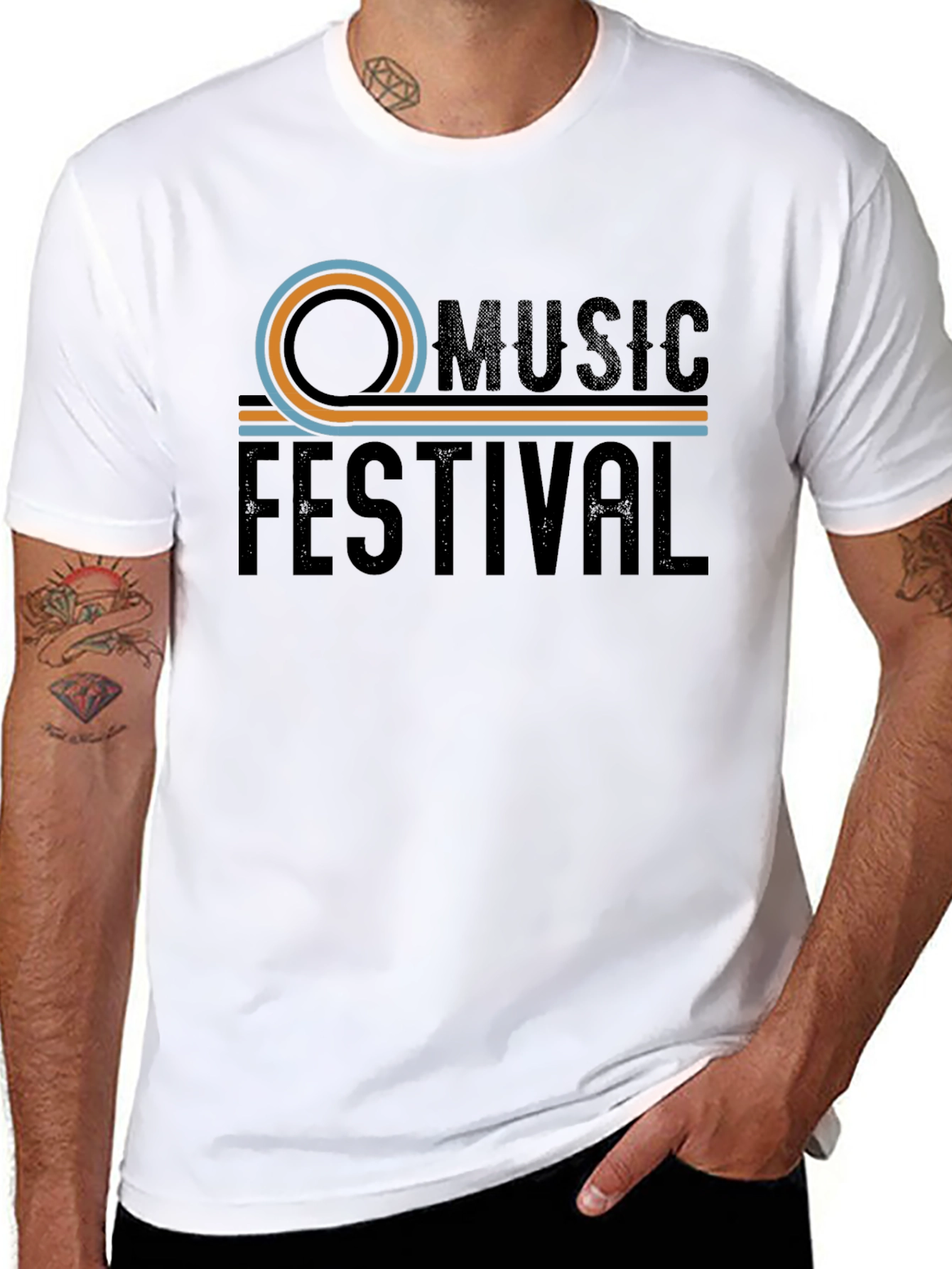 Music Festival Retro Graphic Black Tee