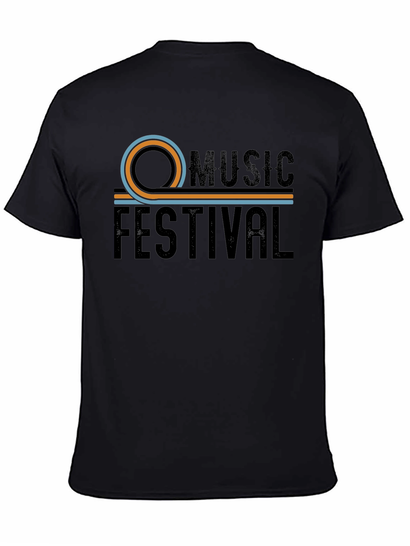 Music Festival Retro Graphic Black Tee