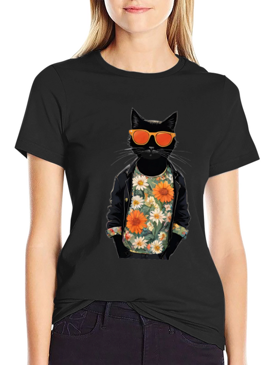 Cool Cat Graphic Tee - Black T-Shirt