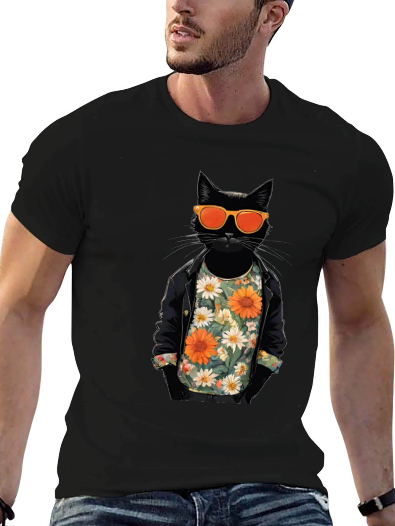 Cool Cat Graphic Tee - Black T-Shirt