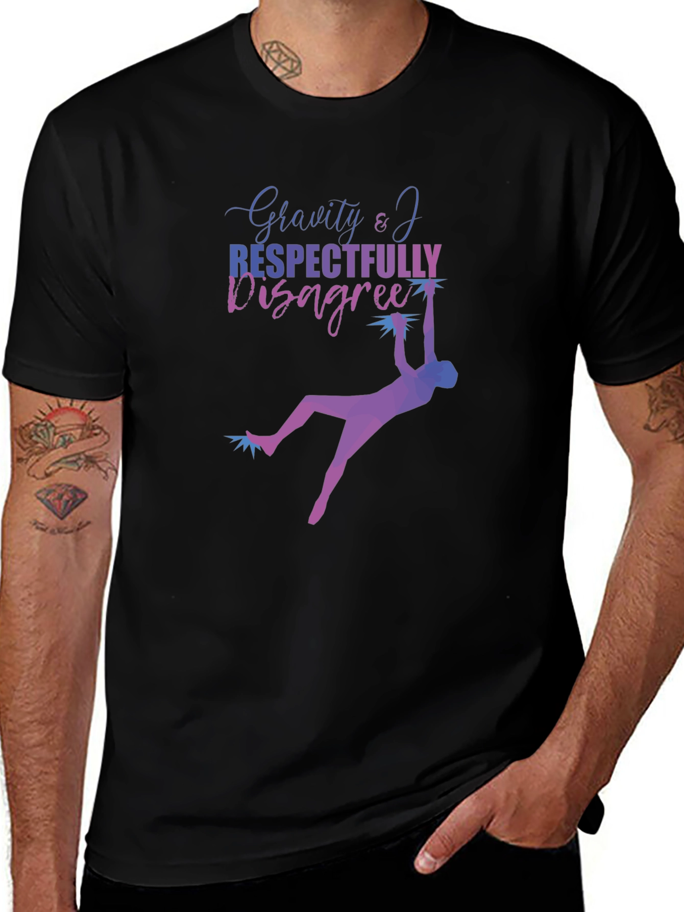 Gravity & I Respectfully Disagree Black T-Shirt