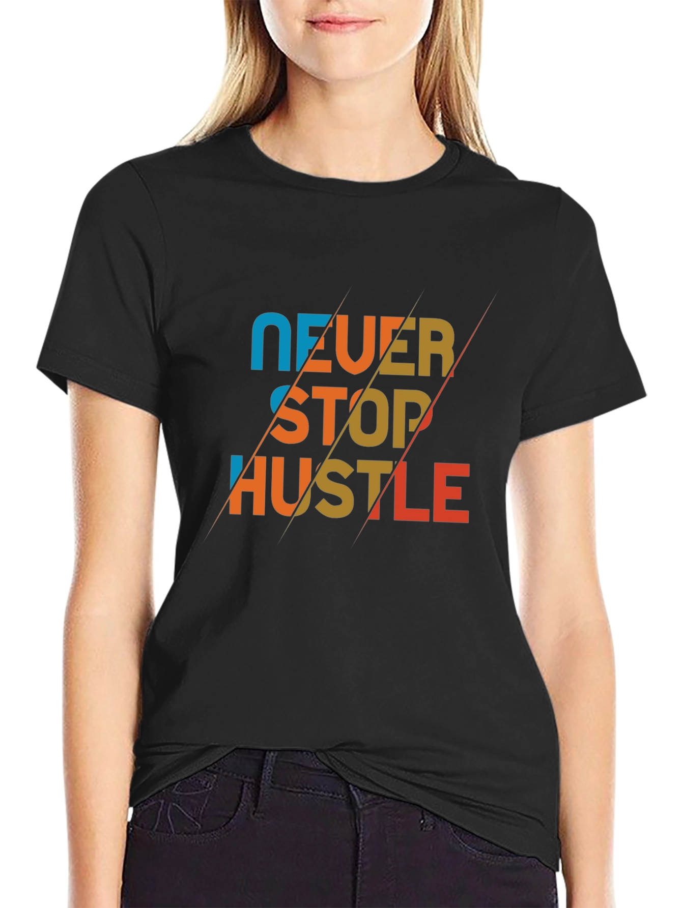 Never Stop Hustle Graphic Tee - Mens Black T-Shirt