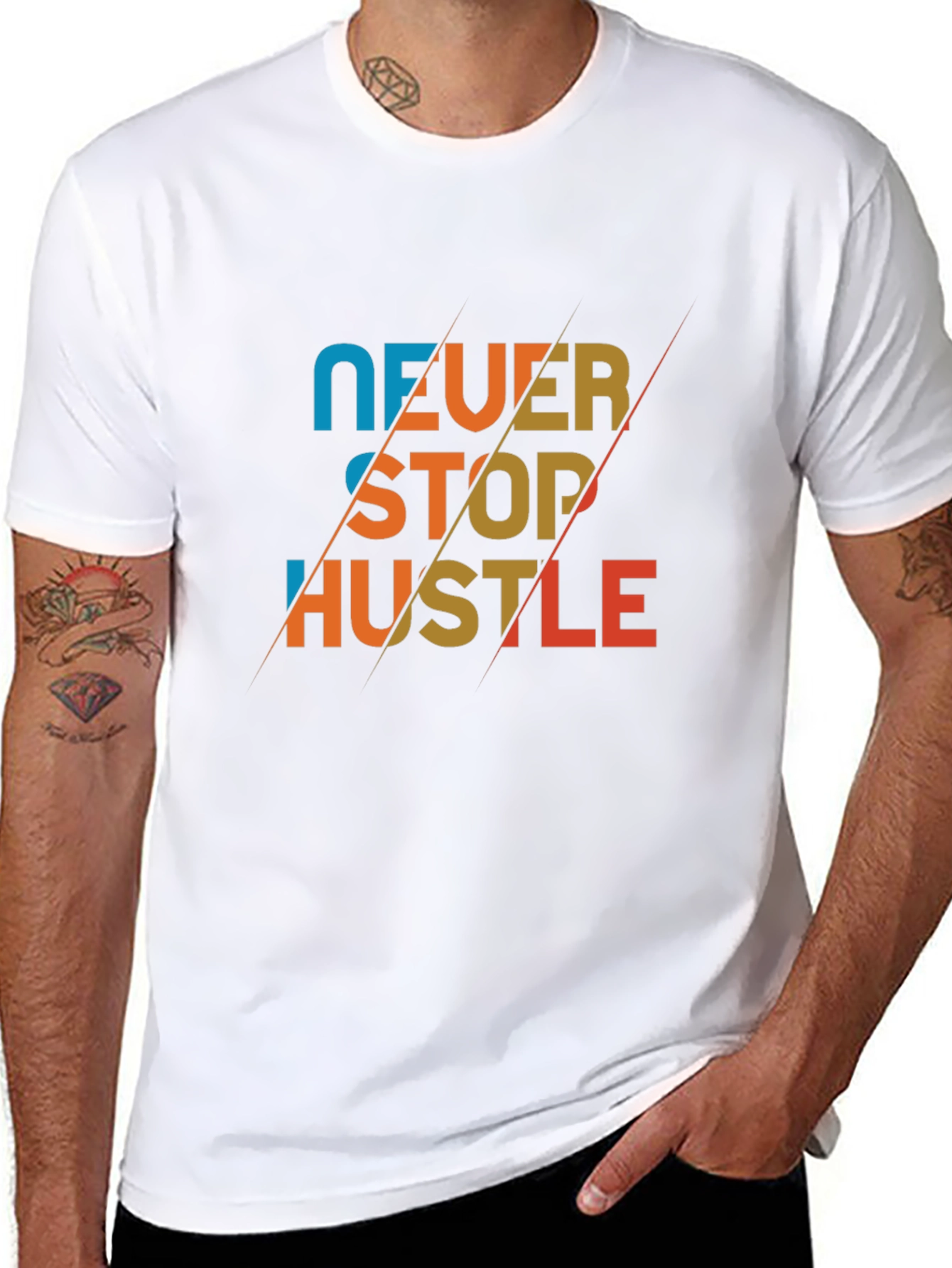 Never Stop Hustle Graphic Tee - Mens Black T-Shirt