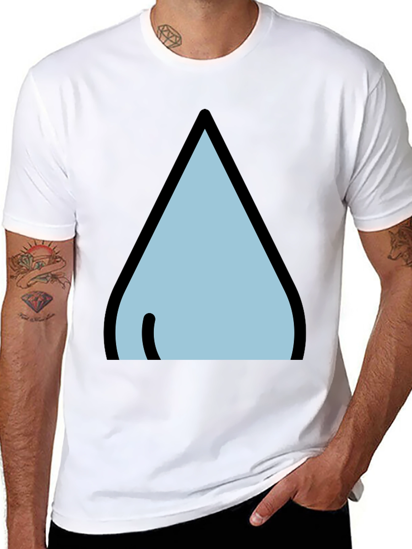 Black T-Shirt with Stylized Waterdrop Design
