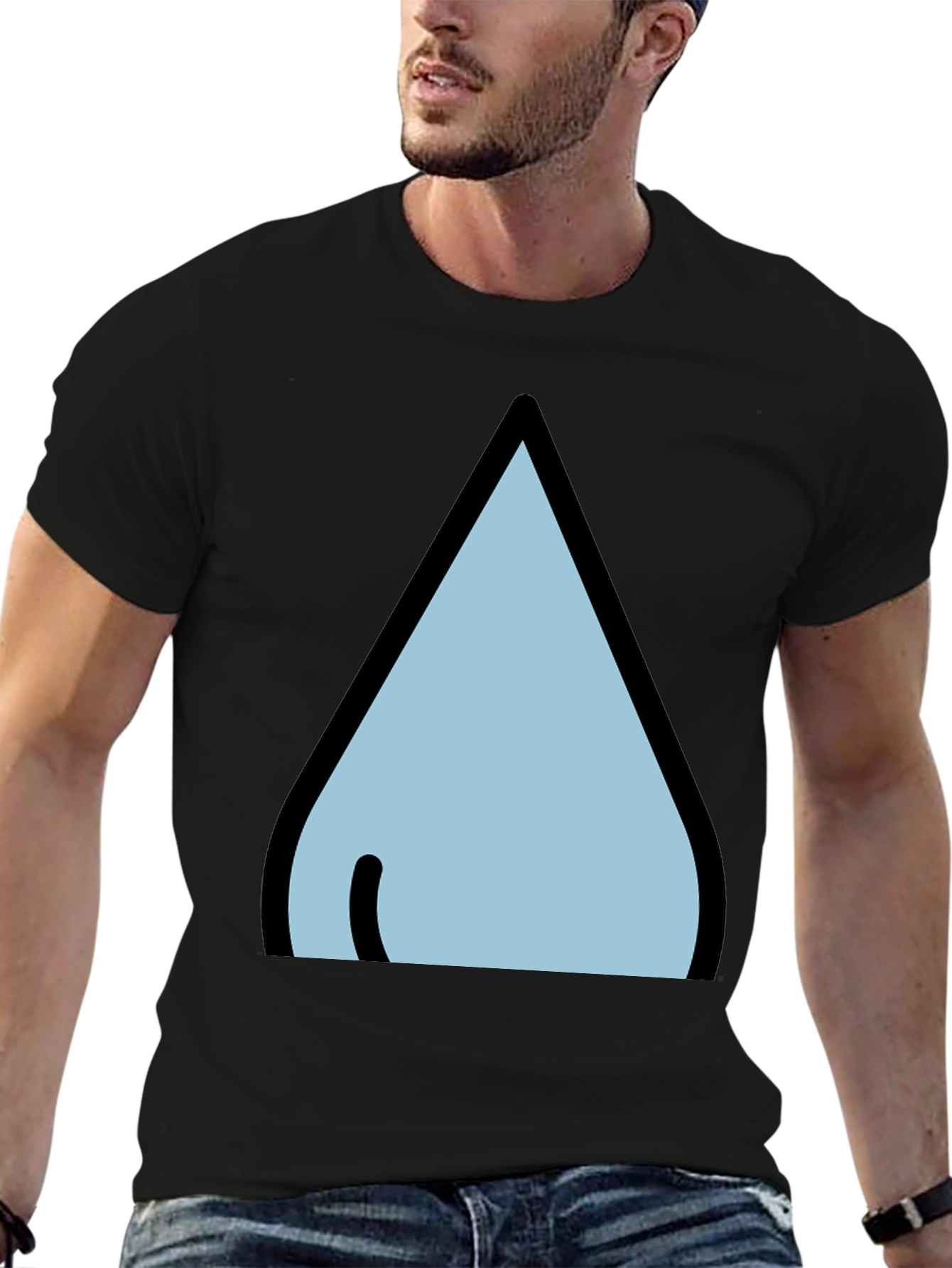 Black T-Shirt with Stylized Waterdrop Design