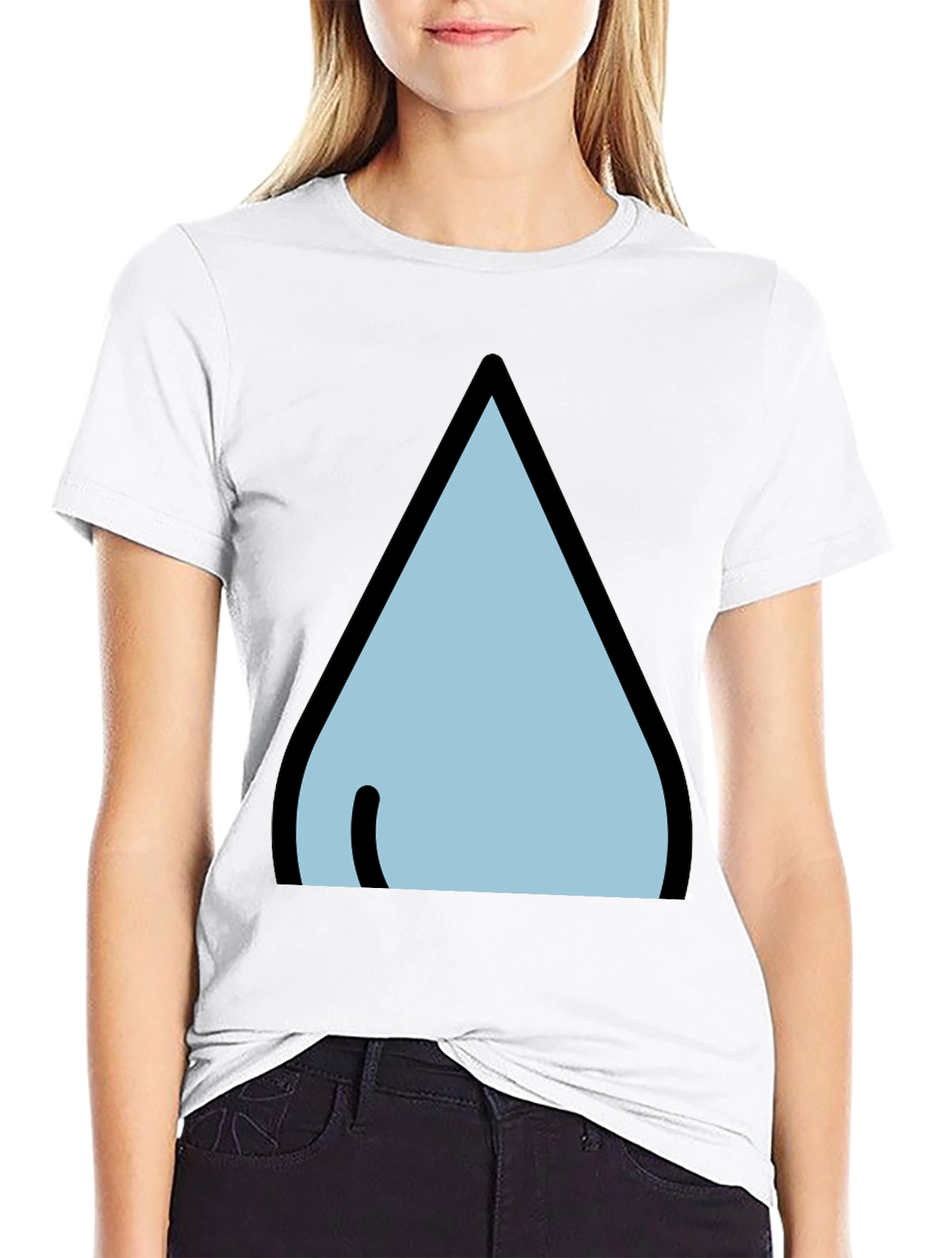 Black T-Shirt with Stylized Waterdrop Design