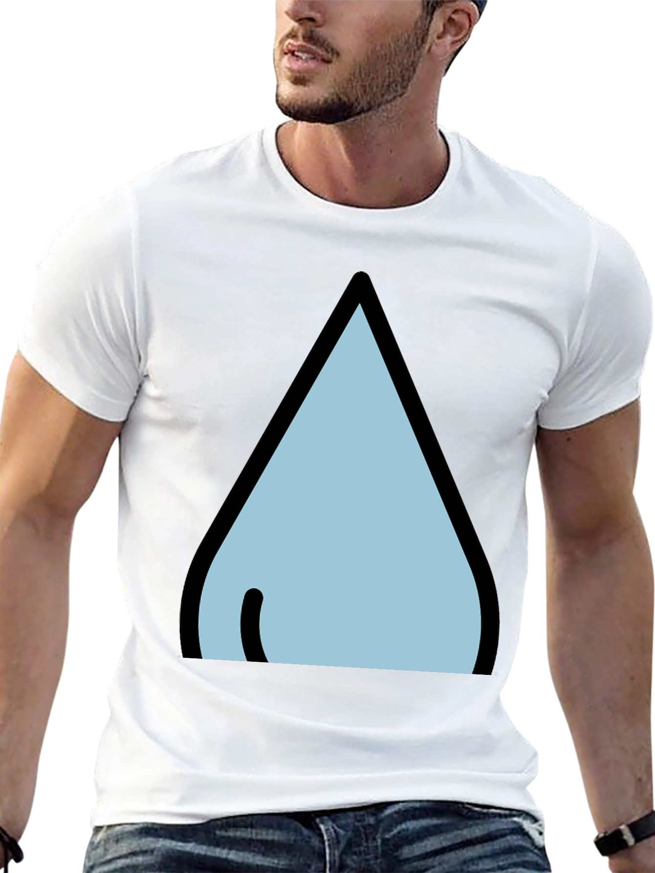 Black T-Shirt with Stylized Waterdrop Design