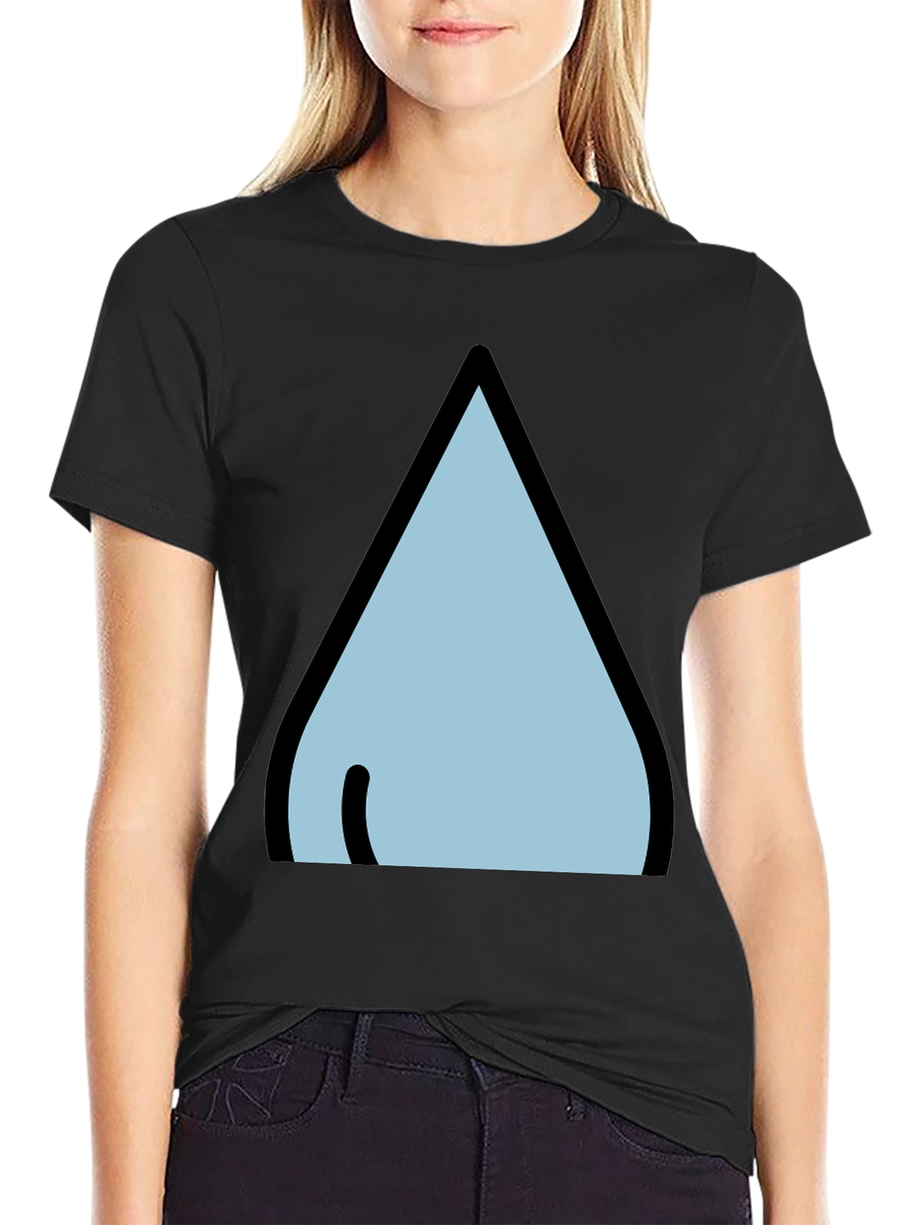 Black T-Shirt with Stylized Waterdrop Design