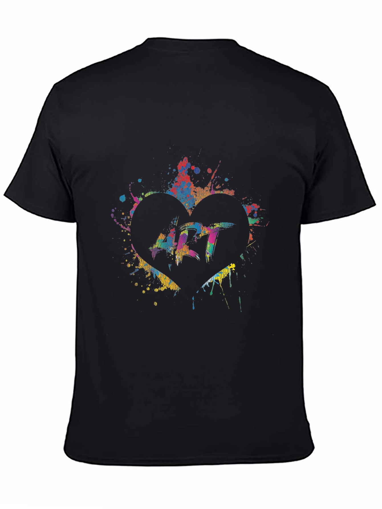 Art Heart Splatter Graphic Black T-Shirt