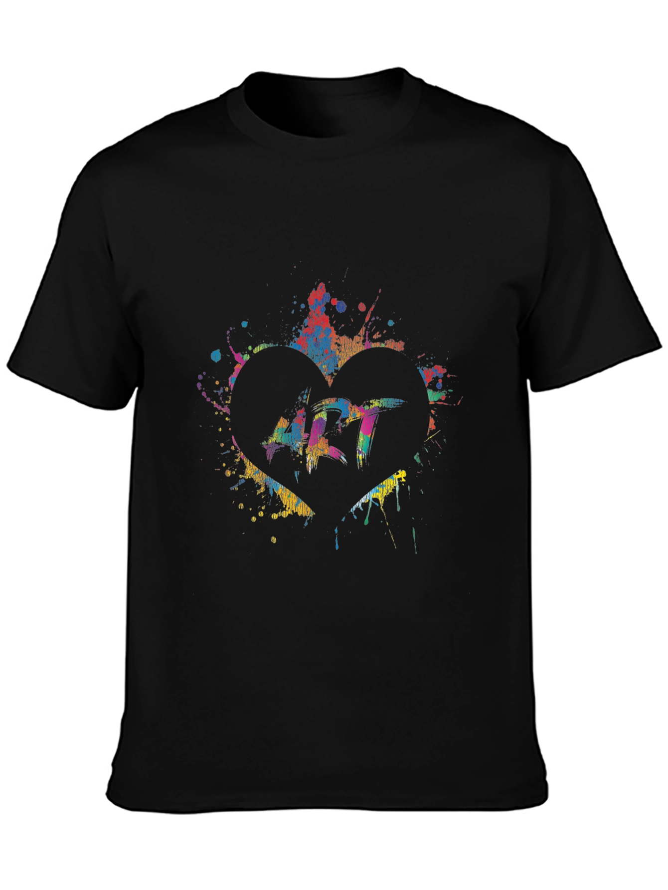 Art Heart Splatter Graphic Black T-Shirt