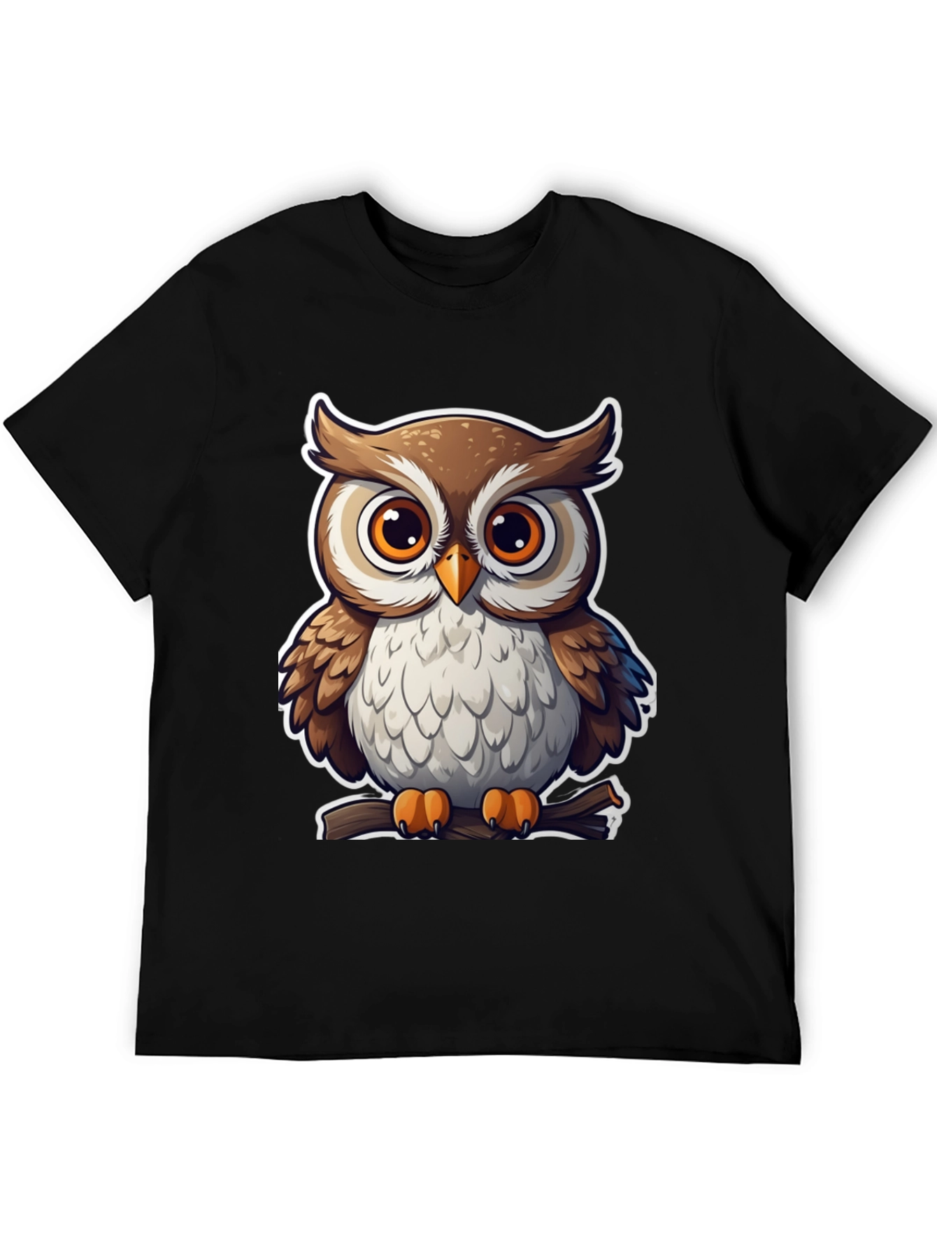 Cute Owl Graphic Tee - Black Cotton Blend