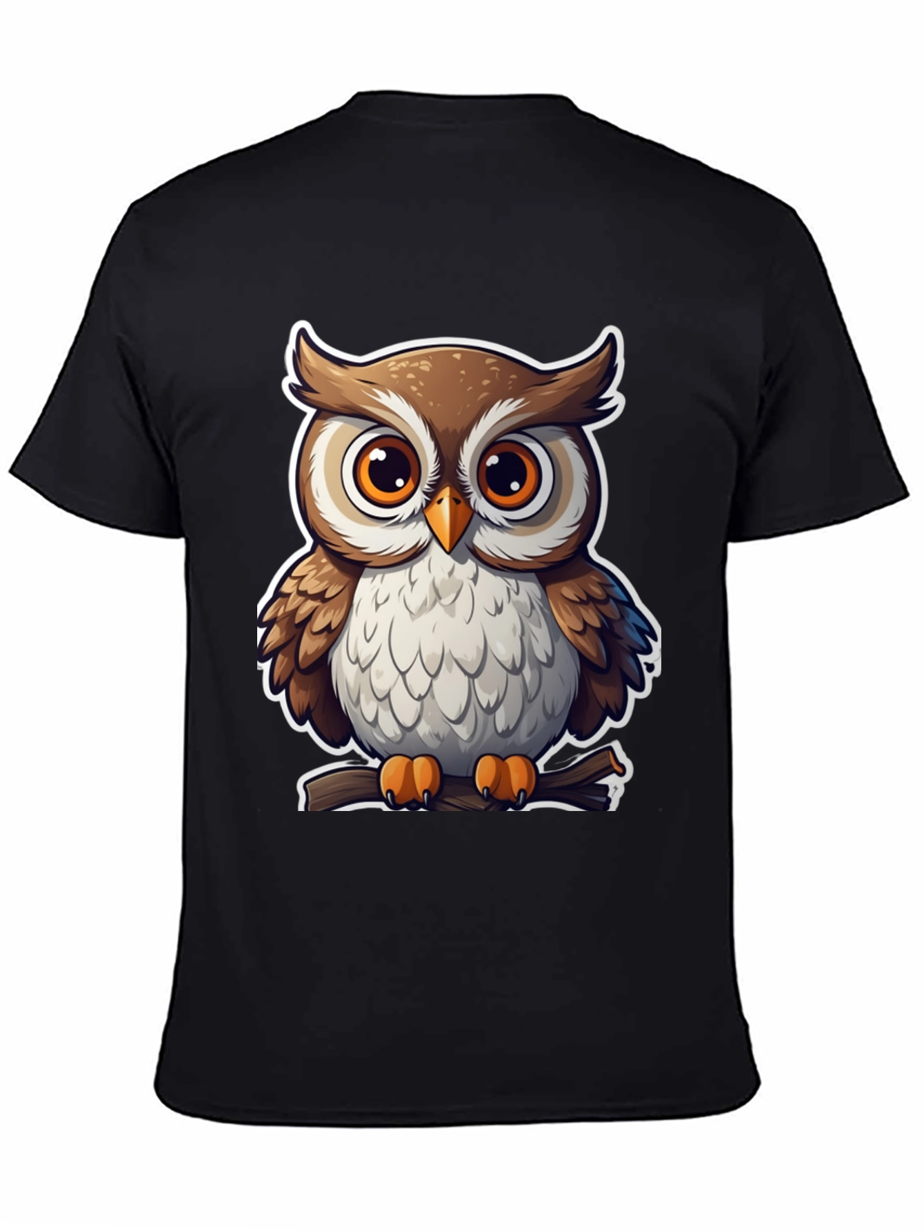 Cute Owl Graphic Tee - Black Cotton Blend
