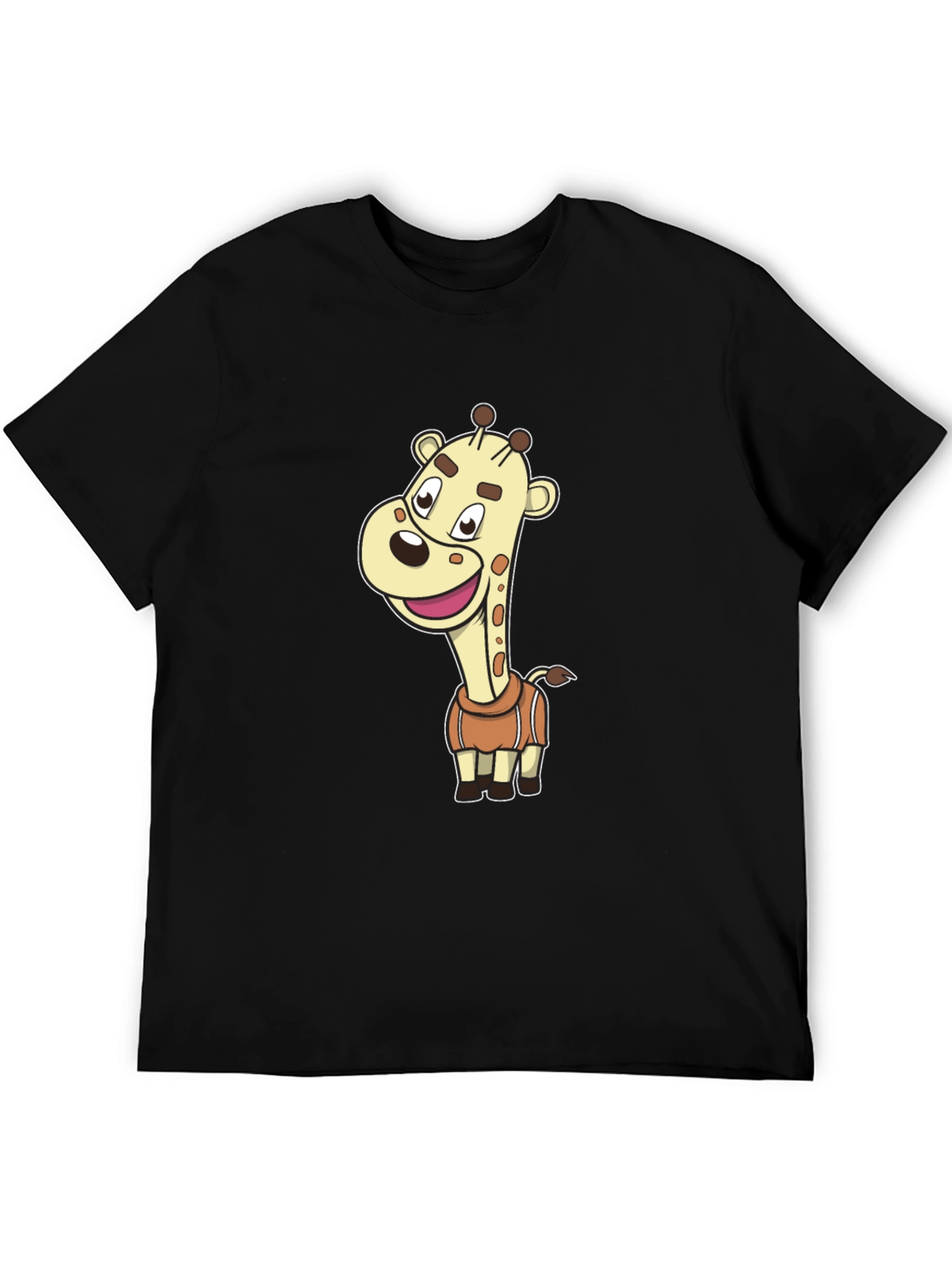 Cartoon Giraffe Black T-Shirt