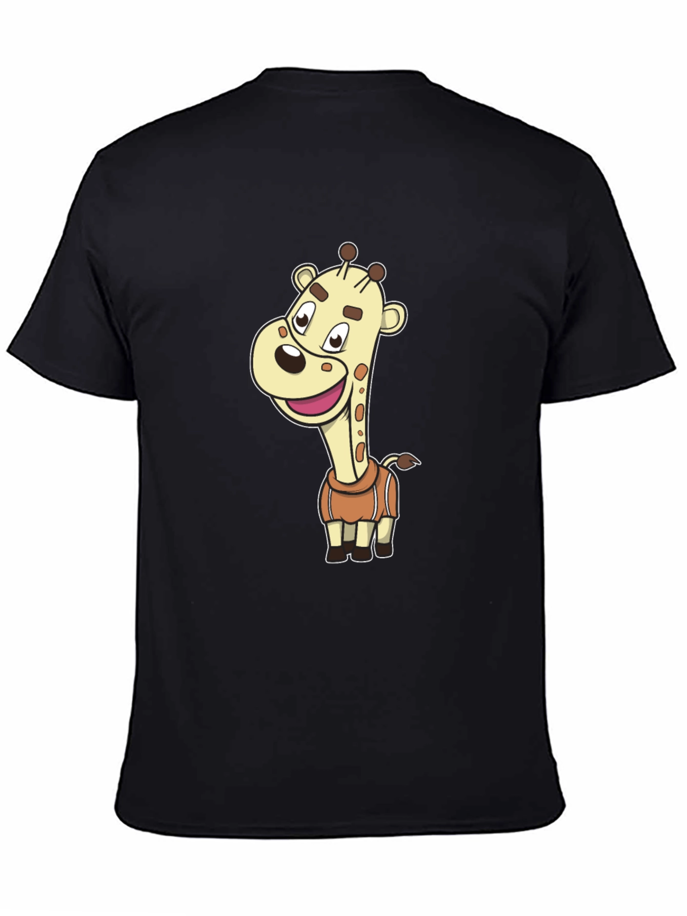 Cartoon Giraffe Black T-Shirt