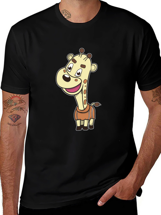Cartoon Giraffe Black T-Shirt