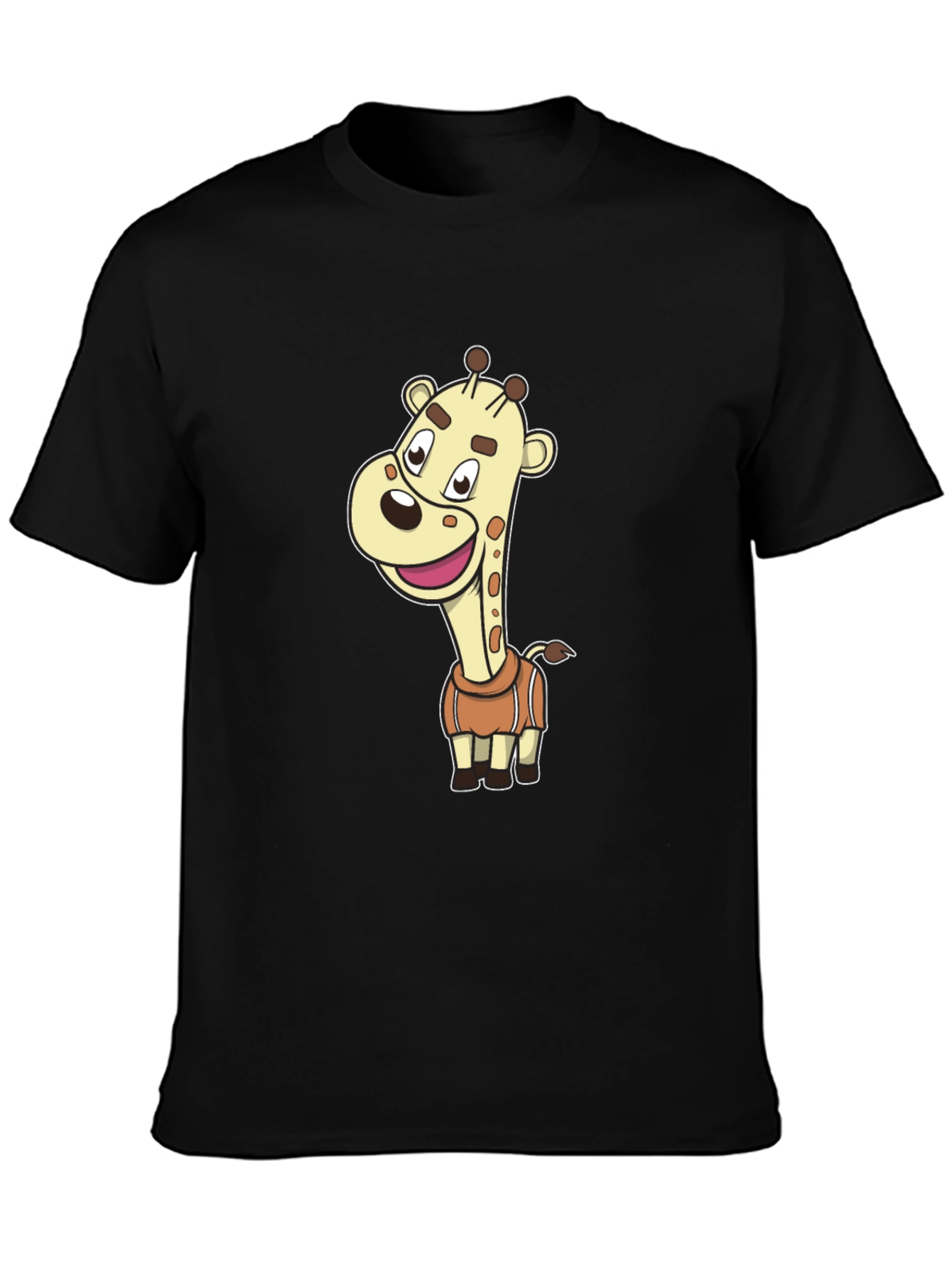 Cartoon Giraffe Black T-Shirt