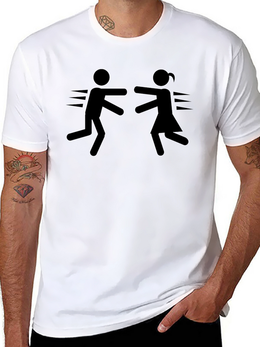 Stick Figure Hug Black T-Shirt