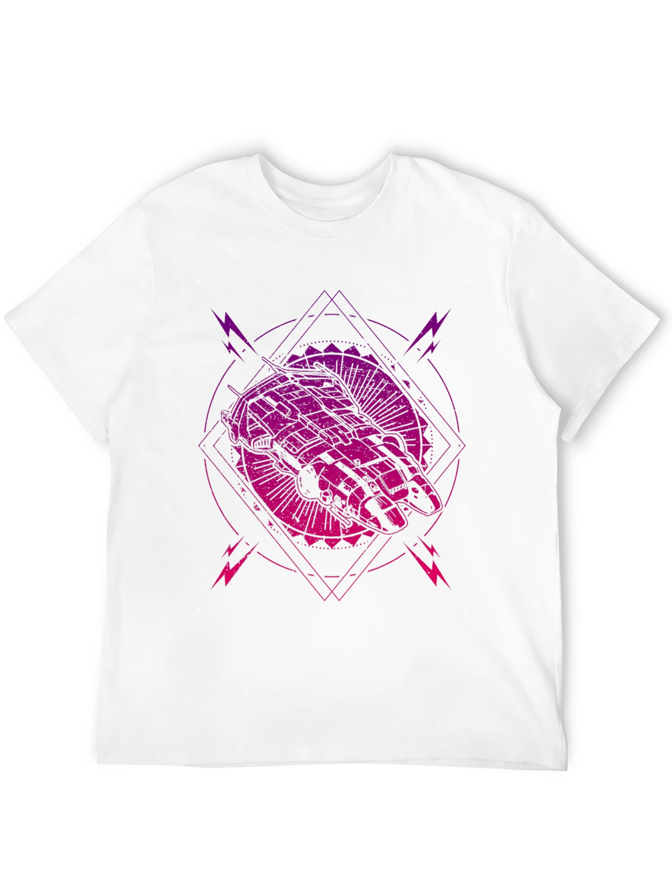 Sci-Fi Spaceship Graphic Tee - Black T-Shirt