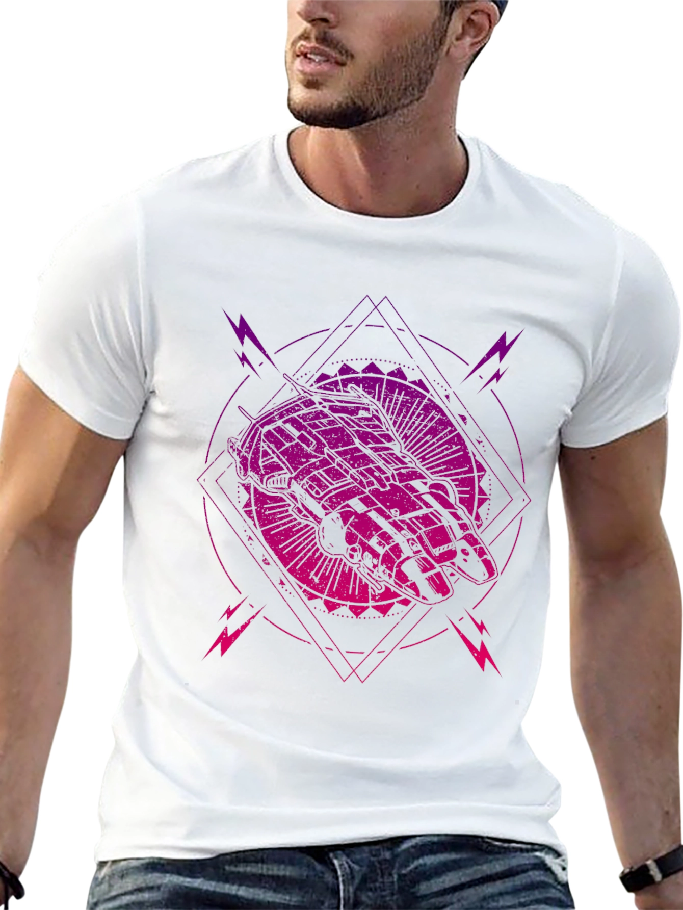 Sci-Fi Spaceship Graphic Tee - Black T-Shirt