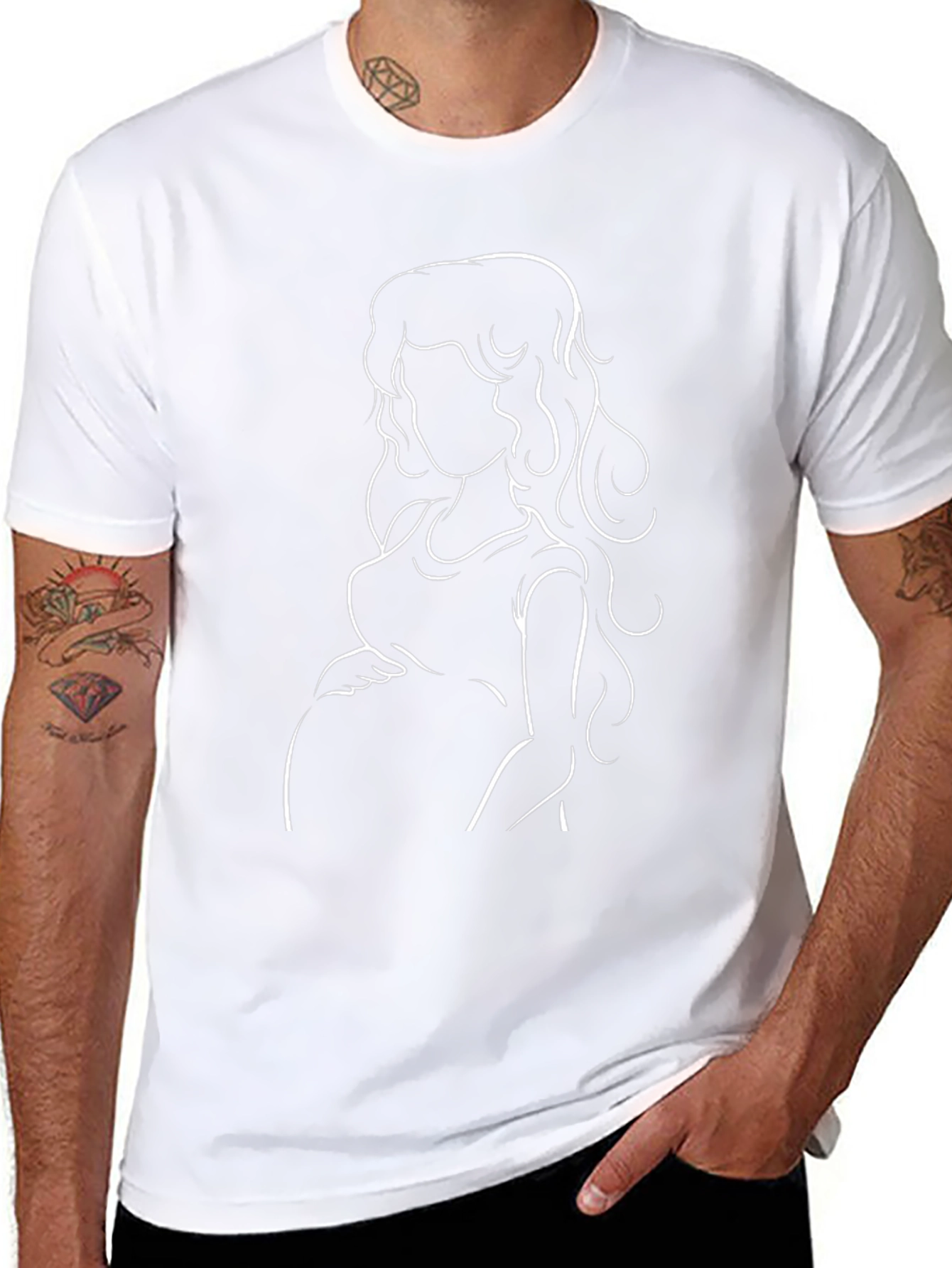 Stylish Pregnant Woman Graphic Tee - Black