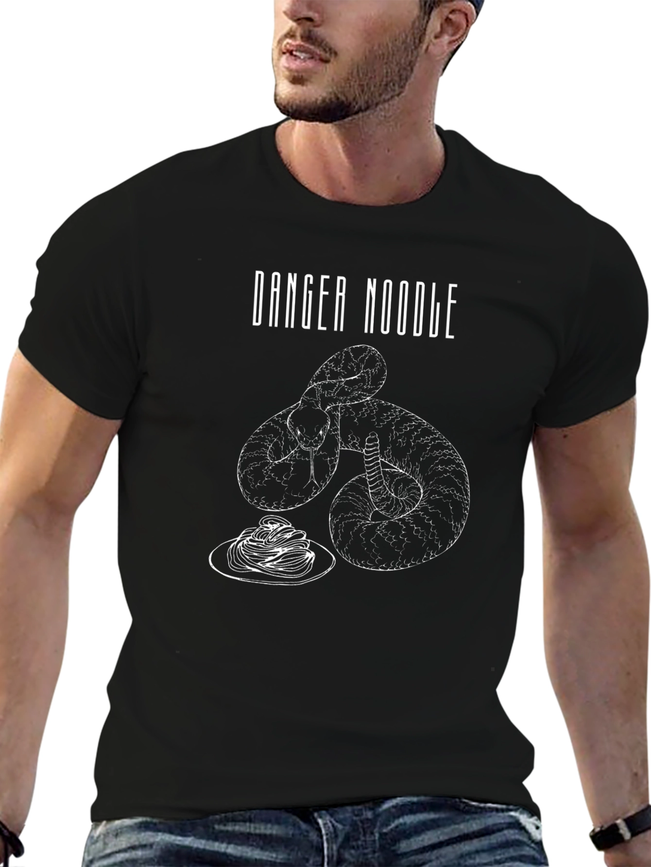 Danger Noodle T-Shirt - Snake Eating Spaghetti Tee
