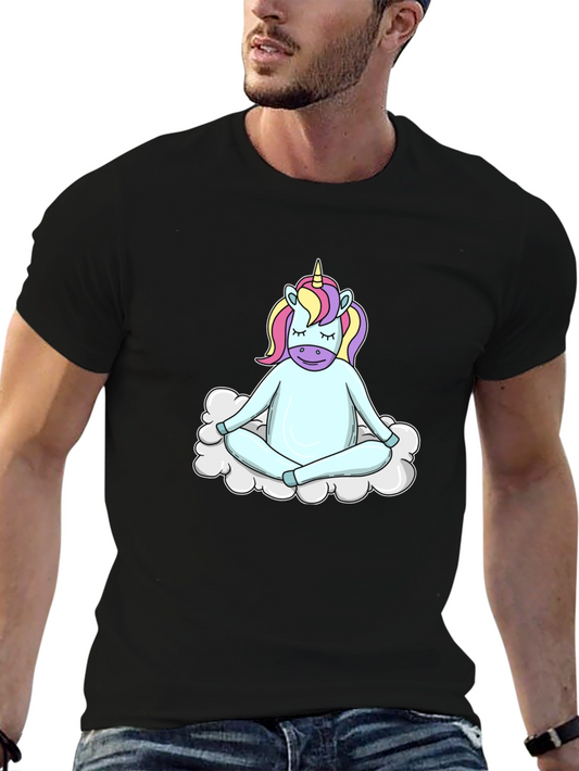 Meditating Unicorn T-Shirt - Zen Cloud Design