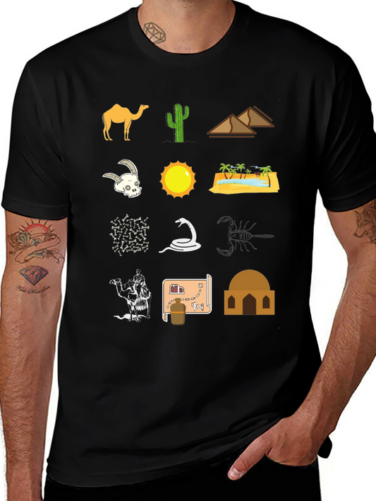 Desert Life Graphic Tee - Black Cotton T-Shirt