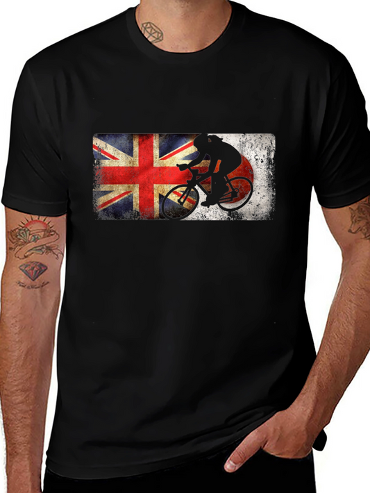 Union Jack Cyclist T-Shirt - Black Cotton Blend