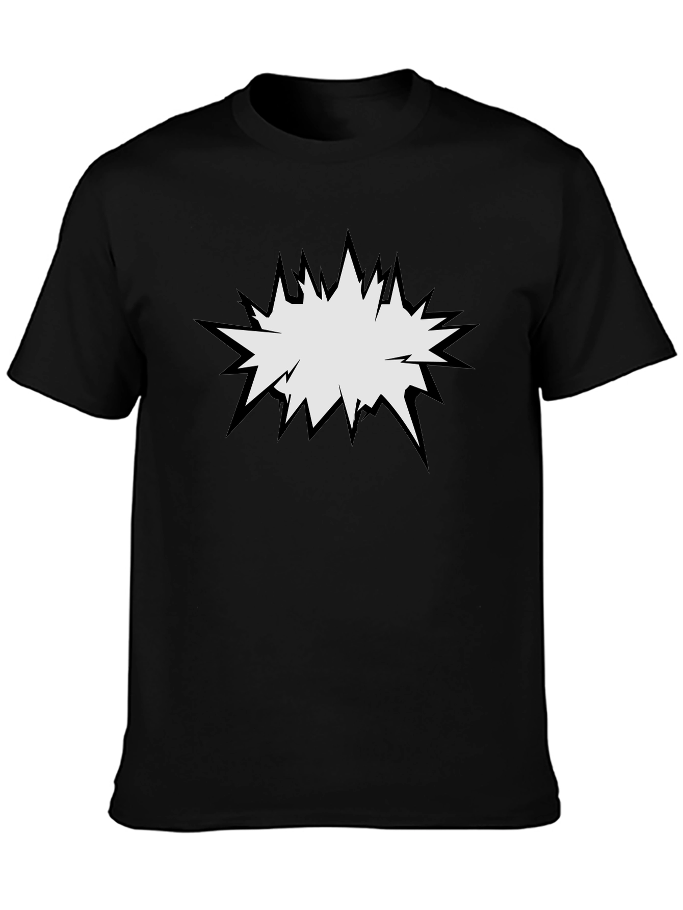 Mens Black T-Shirt with Comic Explosion Graphic