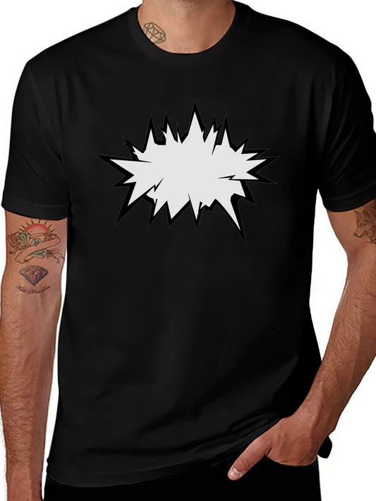 Mens Black T-Shirt with Comic Explosion Graphic