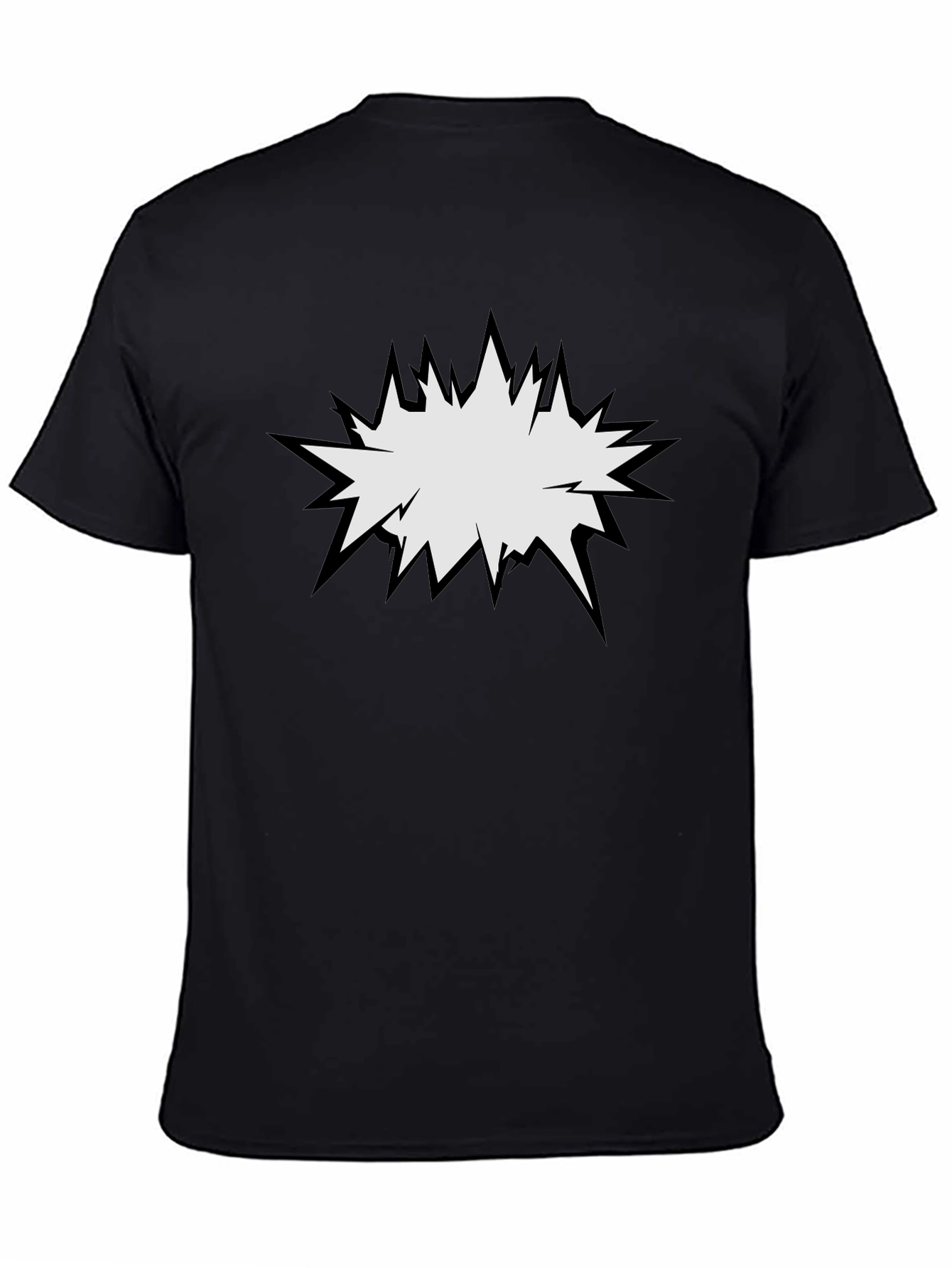 Mens Black T-Shirt with Comic Explosion Graphic
