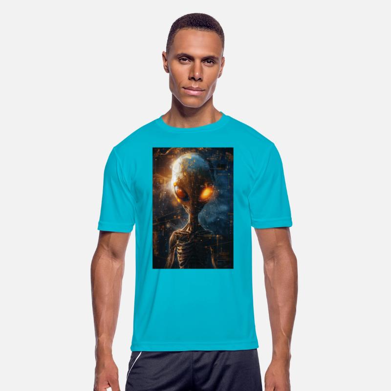 Futuristic Alien with Glowing Eyes in Digital Real