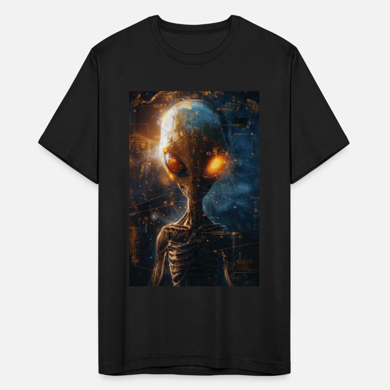 Futuristic Alien with Glowing Eyes in Digital Real