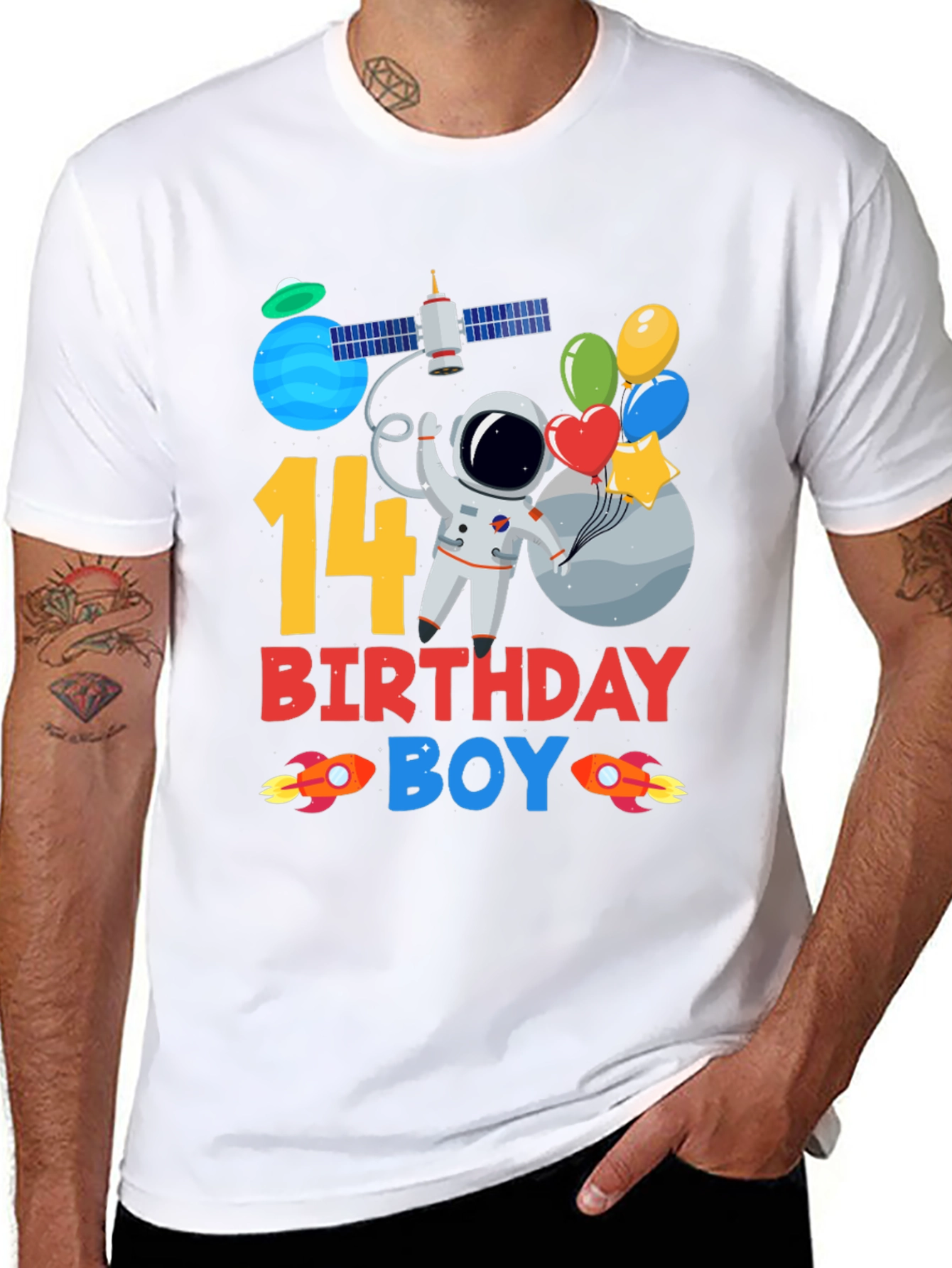 14th Birthday Boy Space T-Shirt