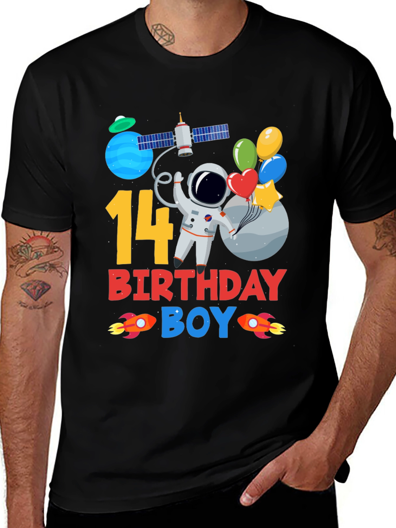 14th Birthday Boy Space T-Shirt
