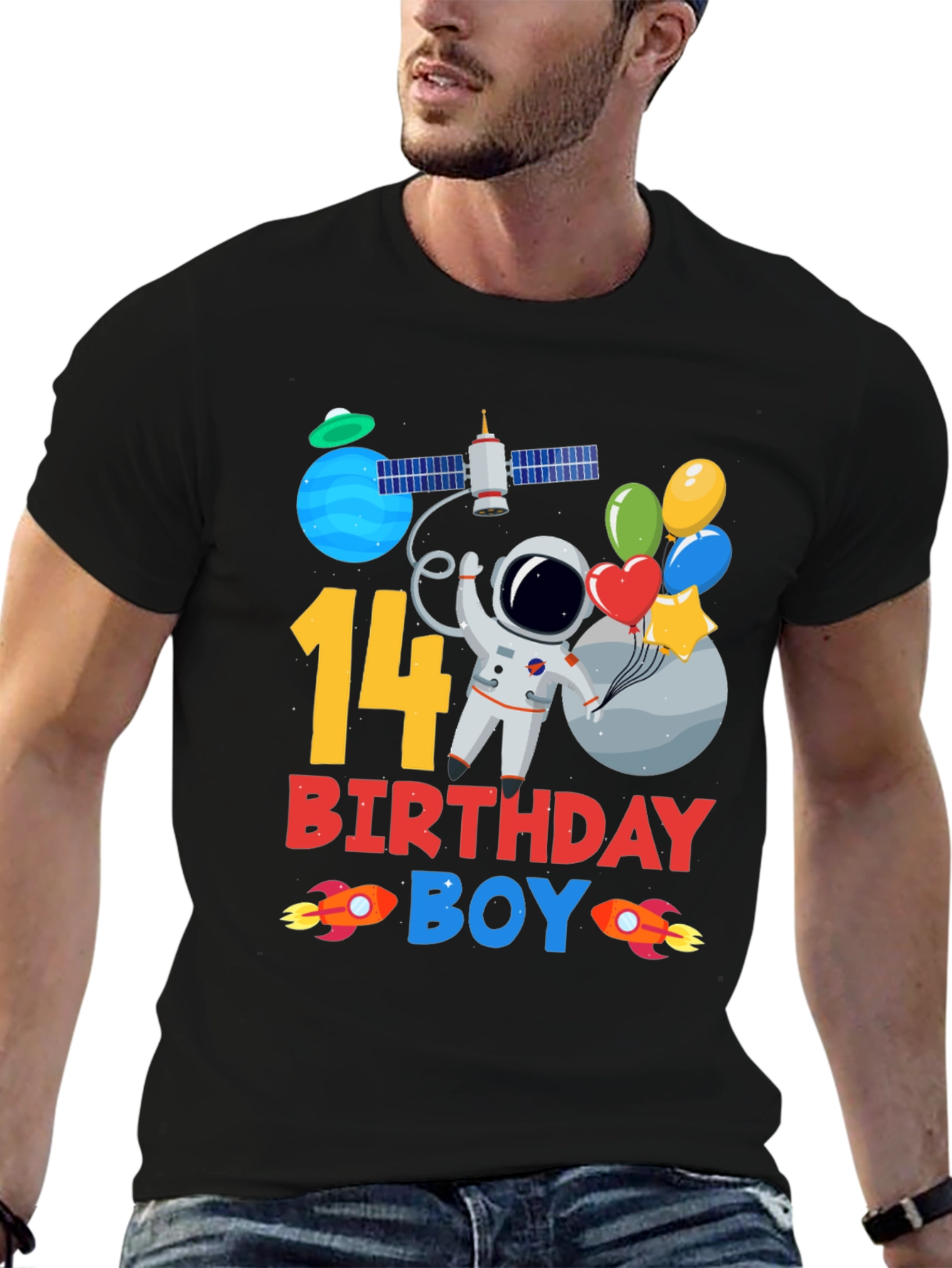 14th Birthday Boy Space T-Shirt