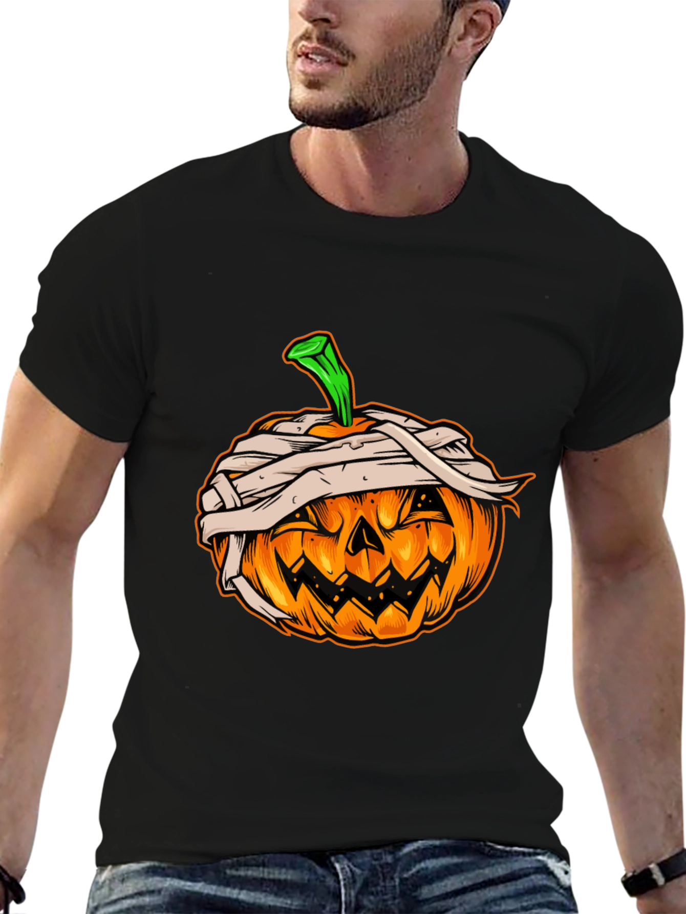Halloween Pumpkin Mummy Graphic Tee