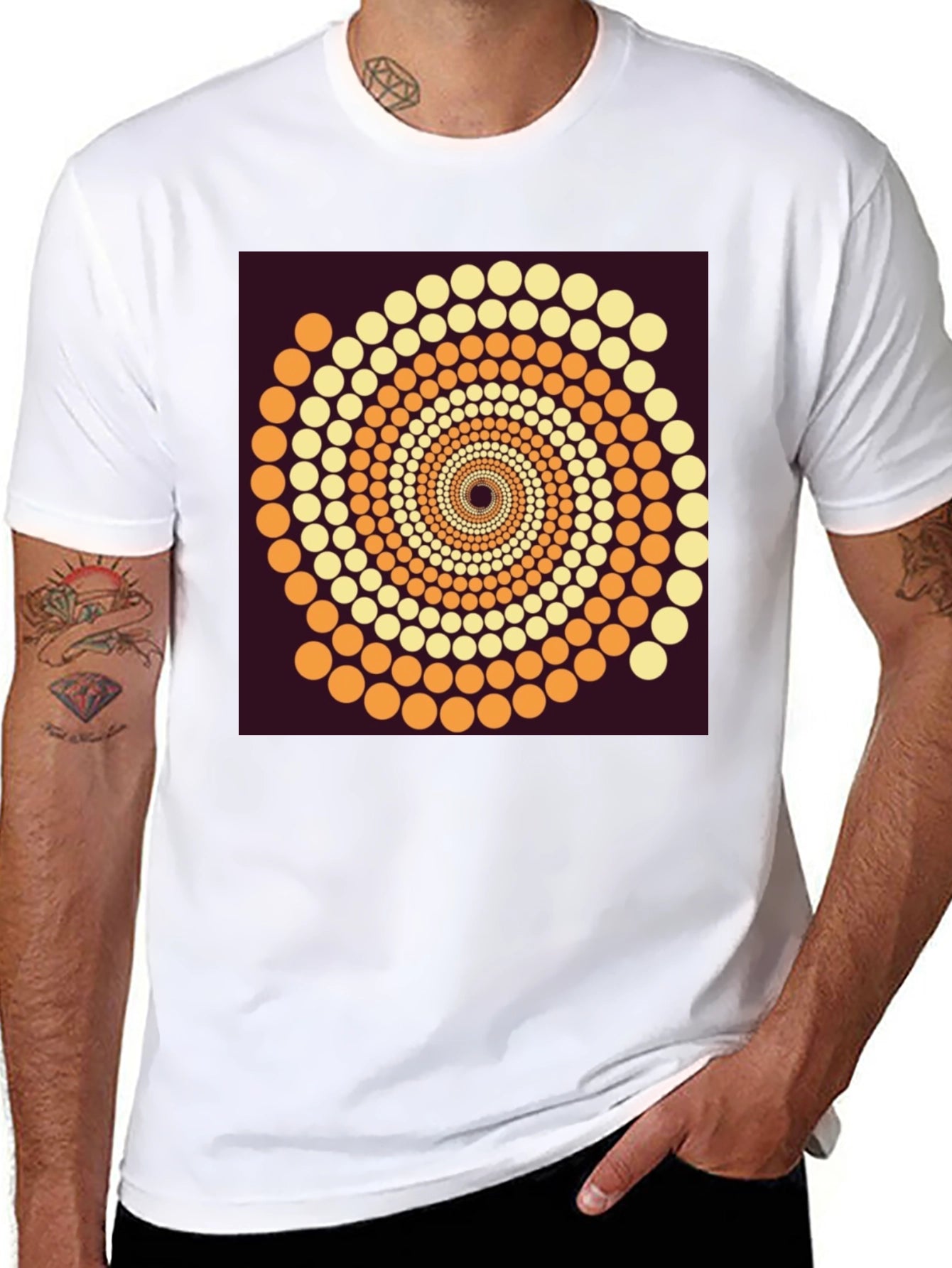 Abstract Dot Swirl Graphic Black T-Shirt
