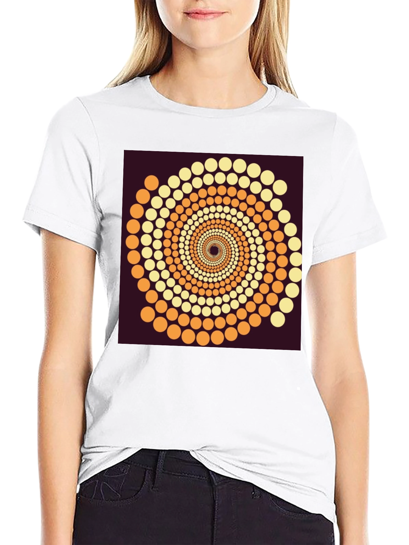 Abstract Dot Swirl Graphic Black T-Shirt